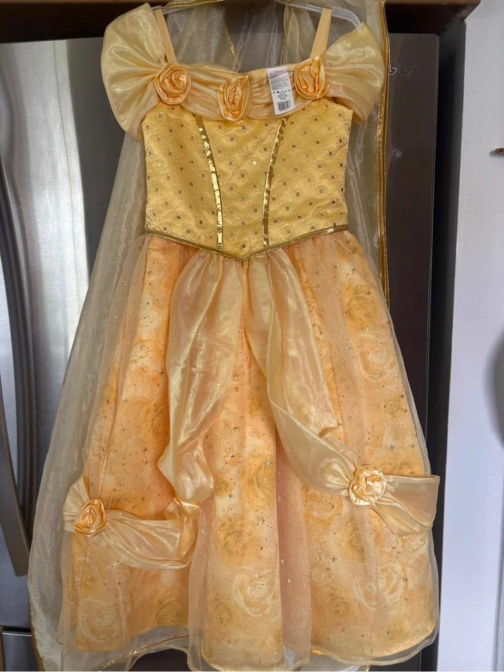 Disney Belle Golden Princess Ball Gown Costume with slip cover